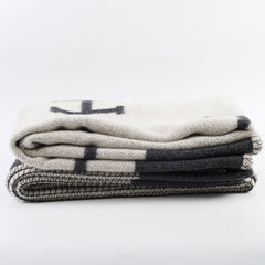 Hermes Avalon Blanket Noir/Grey Wool/Cashmere
