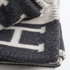 Hermes Avalon Blanket Noir/Grey Wool/Cashmere