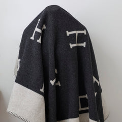 Hermes Avalon Blanket Noir/Grey Wool/Cashmere