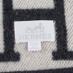 Hermes Avalon Blanket Noir/Grey Wool/Cashmere