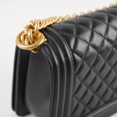 Chanel Old Medium Boy Bag Black Caviar GHW