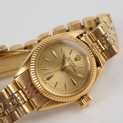 Rolex 26mm Vintage Oyster Perpetual 18k Gold Watch Circa 1960