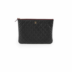 Chanel O case Clutch Caviar Black