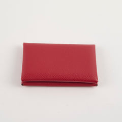 Hermes Calvi Cardholder Epsom Rouge Garance