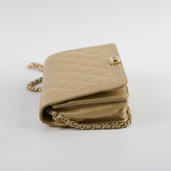 Chanel Boy Wallet On Chain Gold Caviar