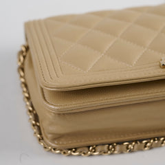 Chanel Boy Wallet On Chain Gold Caviar