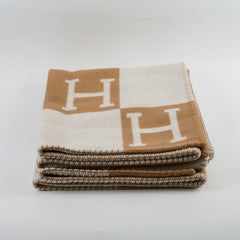 Hermes Avalon Throw Blanket Ecru/Camel