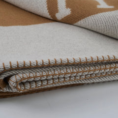 Hermes Avalon Throw Blanket Ecru/Camel