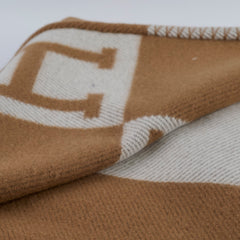 Hermes Avalon Throw Blanket Ecru/Camel