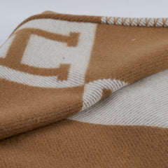 Hermes Avalon Throw Blanket Ecru/Camel
