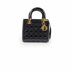 Dior Medium Lady Dior Patent Leather Black