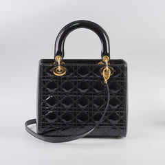 Dior Medium Lady Dior Patent Leather Black