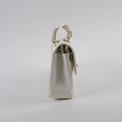 Chanel Small Caviar Double Classic Flap White