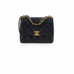 Chanel Caviar 22k Coco First Flap Bag Black Microchip