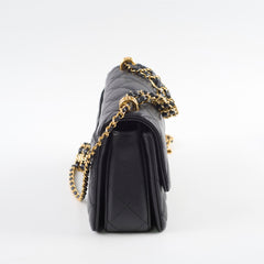 Chanel Caviar 22k Coco First Flap Bag Black Microchip
