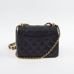 Chanel Caviar 22k Coco First Flap Bag Black Microchip