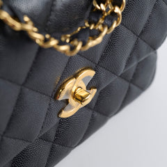 Chanel Caviar 22k Coco First Flap Bag Black Microchip