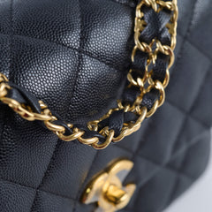 Chanel Caviar 22k Coco First Flap Bag Black Microchip