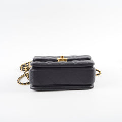 Chanel Caviar 22k Coco First Flap Bag Black Microchip