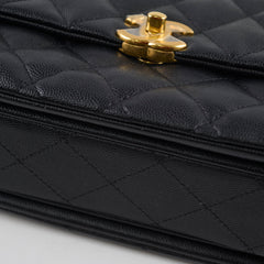 Chanel Caviar 22k Coco First Flap Bag Black Microchip