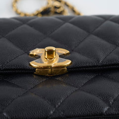 Chanel Caviar 22k Coco First Flap Bag Black Microchip