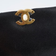 Chanel Caviar 22k Coco First Flap Bag Black Microchip