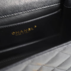 Chanel Caviar 22k Coco First Flap Bag Black Microchip