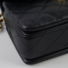 Chanel Caviar 22k Coco First Flap Bag Black Microchip