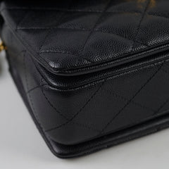 Chanel Caviar 22k Coco First Flap Bag Black Microchip