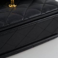 Chanel Caviar 22k Coco First Flap Bag Black Microchip