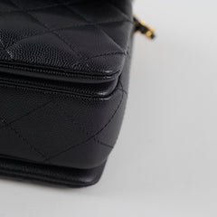 Chanel Caviar 22k Coco First Flap Bag Black Microchip