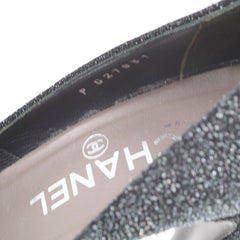 Chanel Black/Grey Glitter Cap Toe Platform Pump Size 37.5