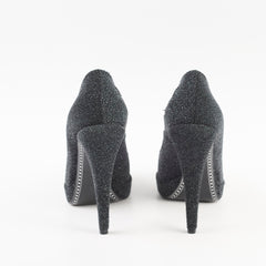 Chanel Black/Grey Glitter Cap Toe Platform Pump Size 37.5