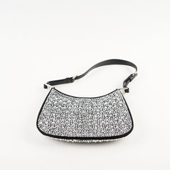 Prada Cleo Satin Crystal Shoulder Bag Black