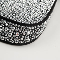 Prada Cleo Satin Crystal Shoulder Bag Black