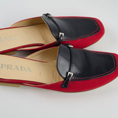 Prada Mules Navy Blue/Red Size 39