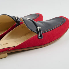 Prada Mules Navy Blue/Red Size 39