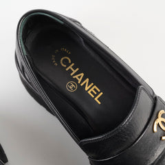 Chanel Platform Loafers Lambskin Black - Size 37C