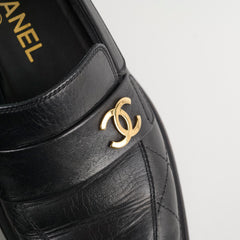 Chanel Platform Loafers Lambskin Black - Size 37C