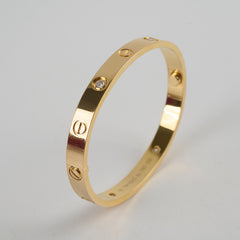Cartier 4 Diamonds Yellow Gold Love Bracelet Size 16