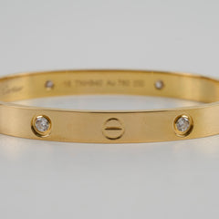 Cartier 4 Diamonds Yellow Gold Love Bracelet Size 16