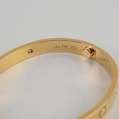 Cartier 4 Diamonds Yellow Gold Love Bracelet Size 16