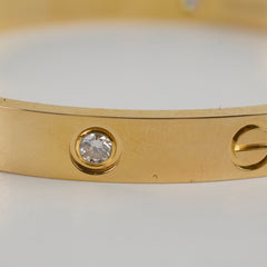 Cartier 4 Diamonds Yellow Gold Love Bracelet Size 16