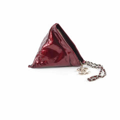 Chanel Dumpling Burgundy Patent Wristlet Bag