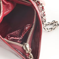 Chanel Dumpling Burgundy Patent Wristlet Bag