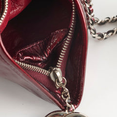 Chanel Dumpling Burgundy Patent Wristlet Bag