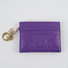 Christine Dior Card Holder Purple Lambskin