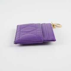 Christine Dior Card Holder Purple Lambskin