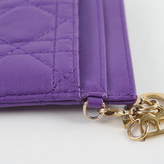 Christine Dior Card Holder Purple Lambskin