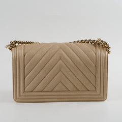 Chanel Medium Boy Caviar Champagne Gold